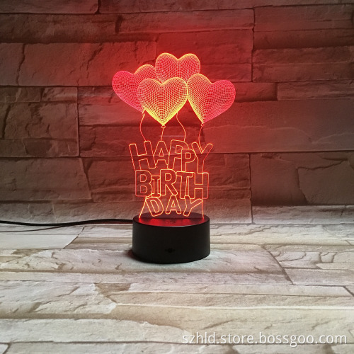 3D LED NIGHT LIGHT of Love The Balloons Table or Bed Lamp for Valentine's Day Gift